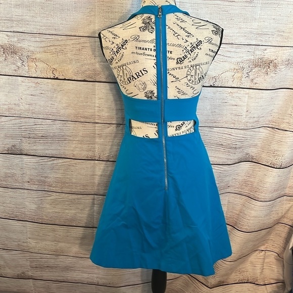 Alice + Olivia Christie Dress Fit n Flare Caged T-back Strap Exposed Zipper 2 - Picture 6 of 11